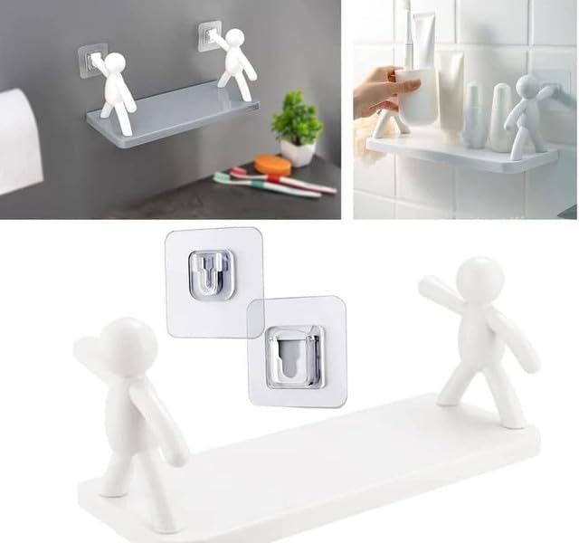 Shelf Wall Holder Bathroom Rack Wall Mount Bathroom Stand SELF Adhesive Storage Stand Holder Cartoon Stand Wall Mount Kitchen Stand with Strong Magic Sticker  - Image 2