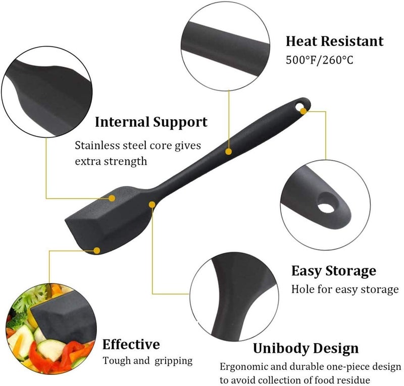 NowExp Silicone Spatula Set 5Piece HeatResistant NonStick BPAFree with Wooden Handles for Cooking Baking and Icing - Image 4