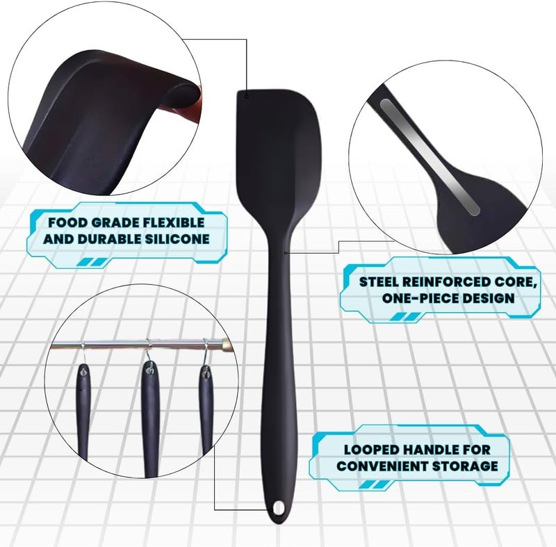 NowExp Silicone Spatula Set 5Piece HeatResistant NonStick BPAFree with Wooden Handles for Cooking Baking and Icing - Image 2