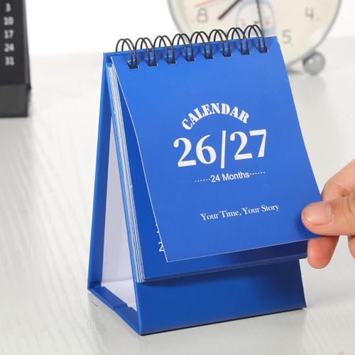 FOBOZONE Desk Calendar 2026-2027, 2 Years Calendar Runs from Jan. 2026 until Dec 2027, Table Monthly Planner with Stickers for Home,Office,School Organization(Blue,3" x 4.8") - Image 5