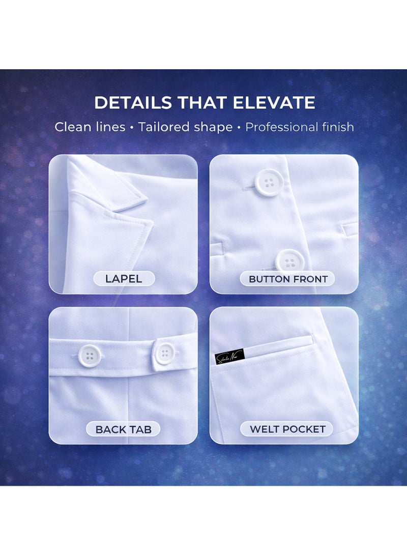 Selecta Now Ladies Wrinkle Free Lab Coat White Laboratory Coat For Women Long Sleeves Doctor Coat Soft Comfortable Professional Chemistry Coat - Image 5