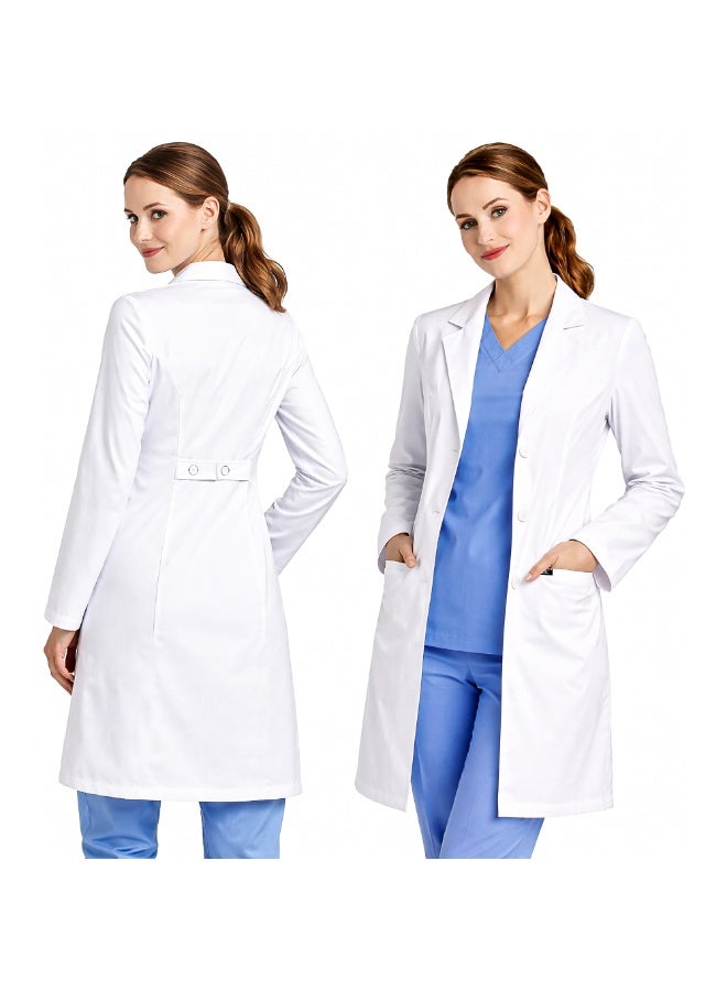 Selecta Now Ladies Wrinkle Free Lab Coat White Laboratory Coat For Women Long Sleeves Doctor Coat Soft Comfortable Professional Chemistry Coat - Image 1