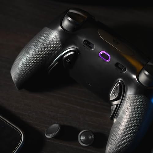 HEXGAMING PHANTOM Pro Controller with 4 Remappable Buttons, 6 Remapping Profiles, 8 Interchangeable Analog Stick, and Adjustable Triggers Compatible with ps5, PC, Mobile - Hall Effect Chaos Black - Image 3