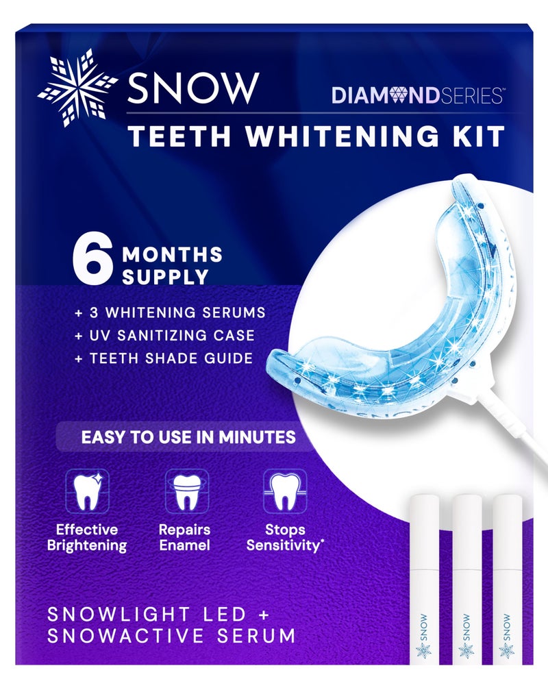 Snow Teeth Whitening Kit - Snow Teeth Whitening Serum and LED Mouthpiece Whitener, Formulated with Hydroxyapatite, Good for 6 Months - Wired Kit with 3 Wands - Image 1