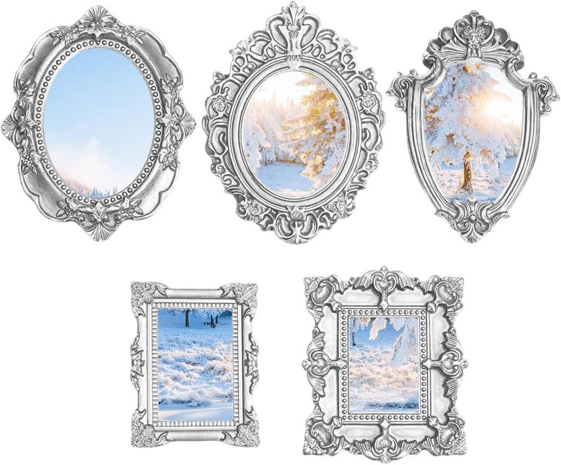 Mini Picture Frames - Small Antique Photo Holder For Displaying Memories, Decorative Stand With Vintage Style, Miniature Frames For Photography Bedroom Living Room Nursery Office 4 X 3 Inches - Image 2