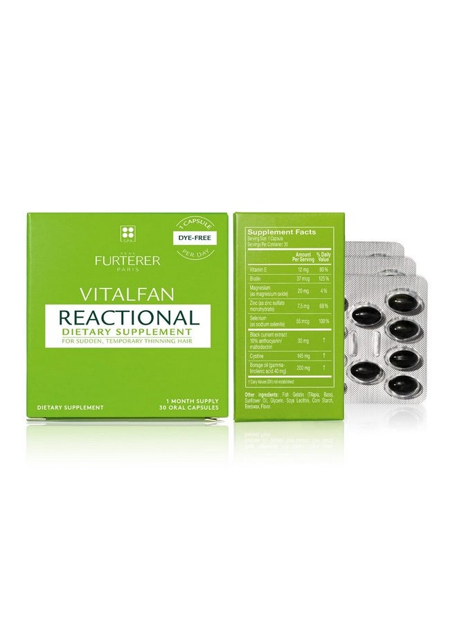 Rene Furterer - Vitalfan Reactional Dietary Supplement Sudden Temporary Thinning Hair Plantbased Biotin Drug Free 30 Count(Pack Of 3) - Image 1