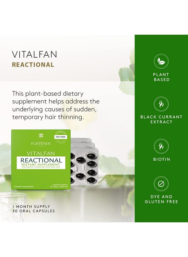 Rene Furterer - Vitalfan Reactional Dietary Supplement Sudden Temporary Thinning Hair Plantbased Biotin Drug Free 30 Count(Pack Of 3) - Image 1