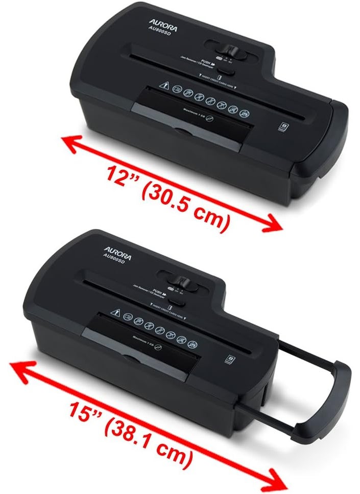 AURORA Aurora AU800SD Professional Strip Cut Paper ShredderCDCredit Card Shredder Without Wastebasket 8Sheet StripCut No Basket Black  - Image 4