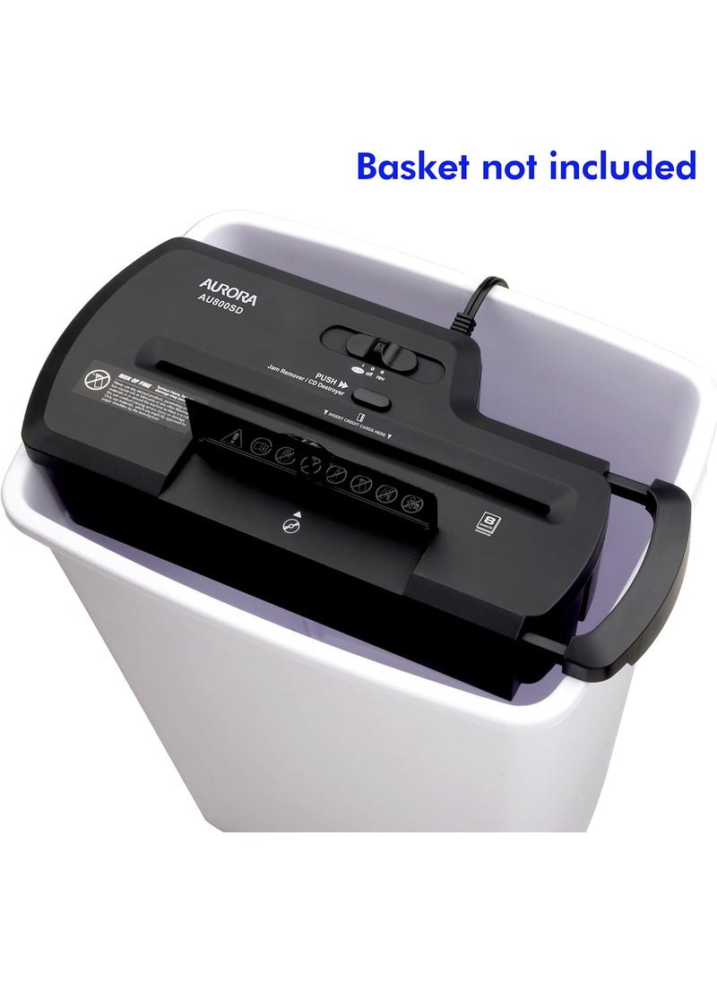 AURORA Aurora AU800SD Professional Strip Cut Paper ShredderCDCredit Card Shredder Without Wastebasket 8Sheet StripCut No Basket Black  - Image 3