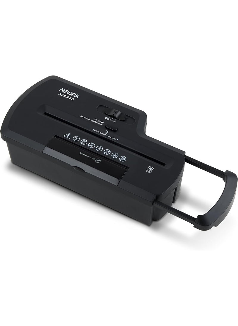 AURORA Aurora AU800SD Professional Strip Cut Paper ShredderCDCredit Card Shredder Without Wastebasket 8Sheet StripCut No Basket Black  - Image 2
