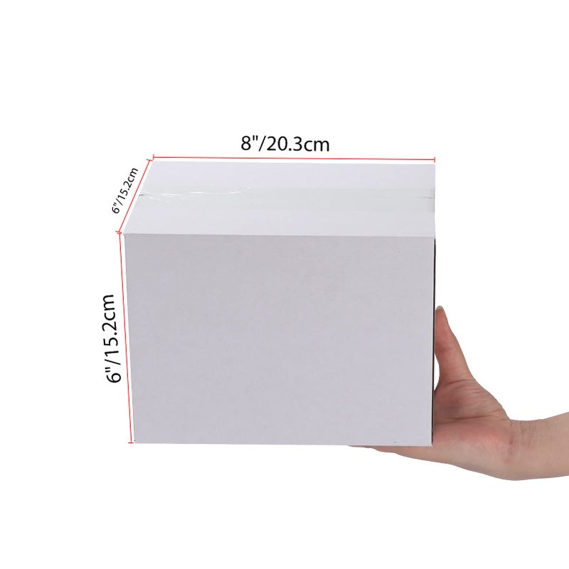 Calenzana مجموعة صناديق شحن كالينزانا 8x6x6 عدد 40، صندوق كرتون مضلع أبيض للتغليف والشحن والهدايا للأعمال الصغيرة - Image 4