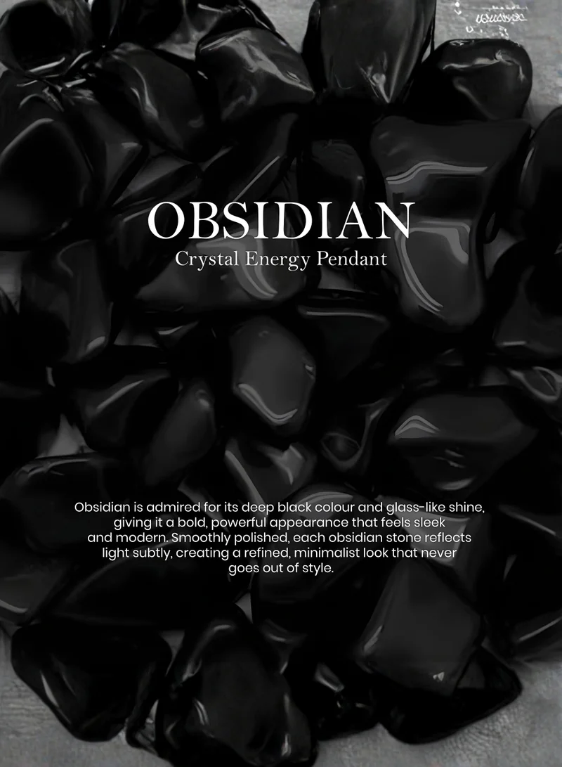 British Fossils قلادة هدية الطبيعة بالأوبسيديان