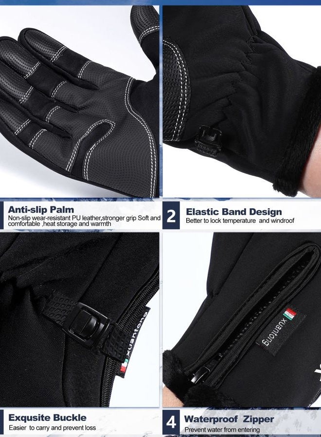 Vabean 6 Pairs Winter Gloves Waterproof Windproof Gloves for Men Women All Finger Touchscreen Gloves Anti-Slip Thermal Gloves (Black,Large) - Image 5