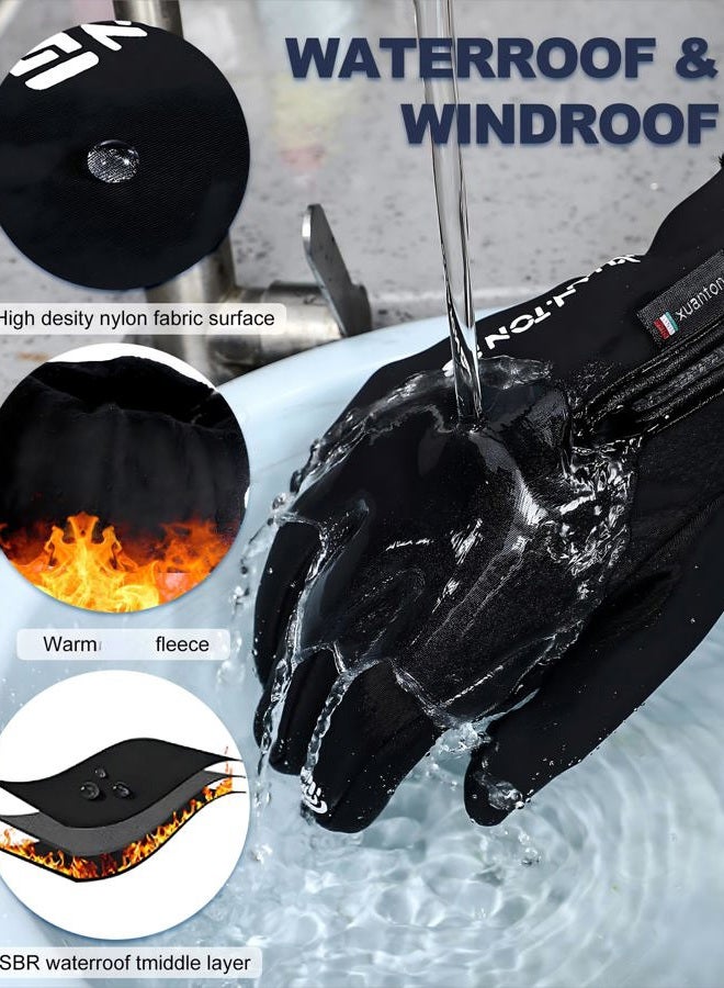 Vabean 6 Pairs Winter Gloves Waterproof Windproof Gloves for Men Women All Finger Touchscreen Gloves Anti-Slip Thermal Gloves (Black,Large) - Image 3