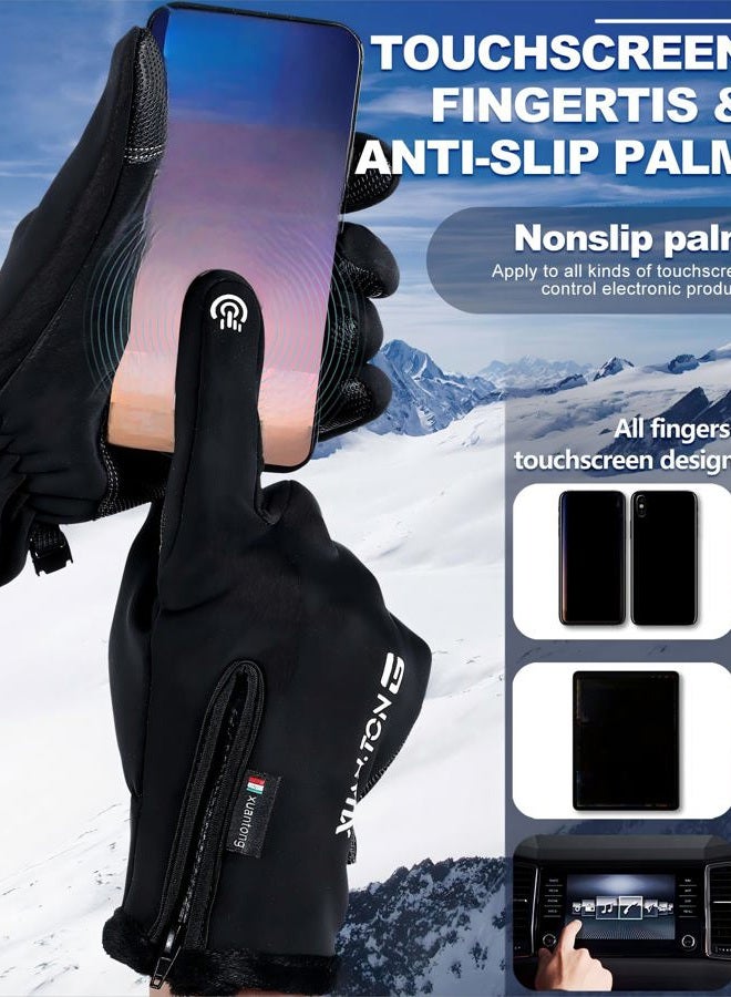 Vabean 6 Pairs Winter Gloves Waterproof Windproof Gloves for Men Women All Finger Touchscreen Gloves Anti-Slip Thermal Gloves (Black,Large) - Image 4