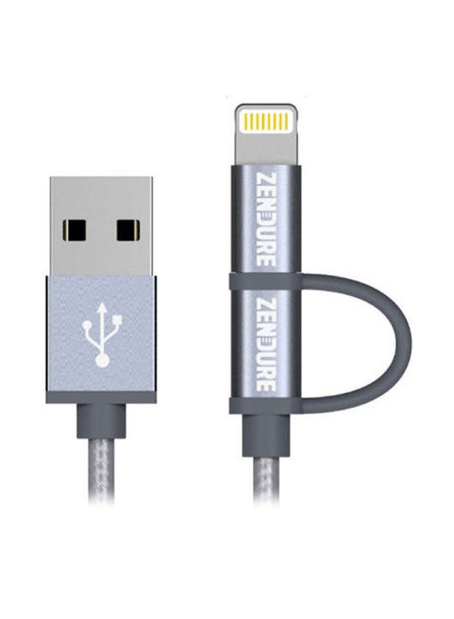 زينديور كابل لشحن ومزامنة البيانات 2 في 1 بمنفذ مايكرو USB رمادي - Image 4