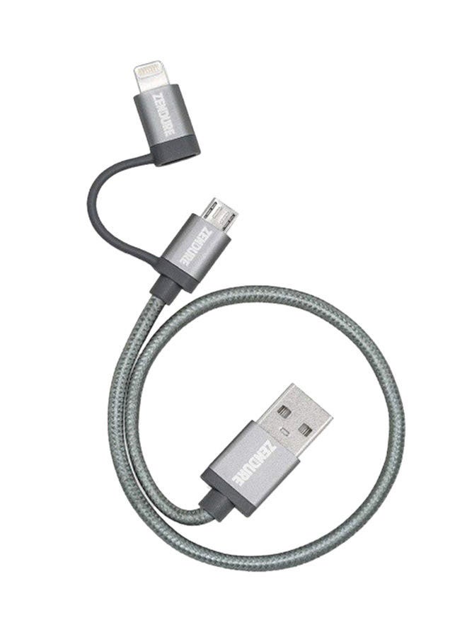 زينديور كابل لشحن ومزامنة البيانات 2 في 1 بمنفذ مايكرو USB رمادي - Image 1