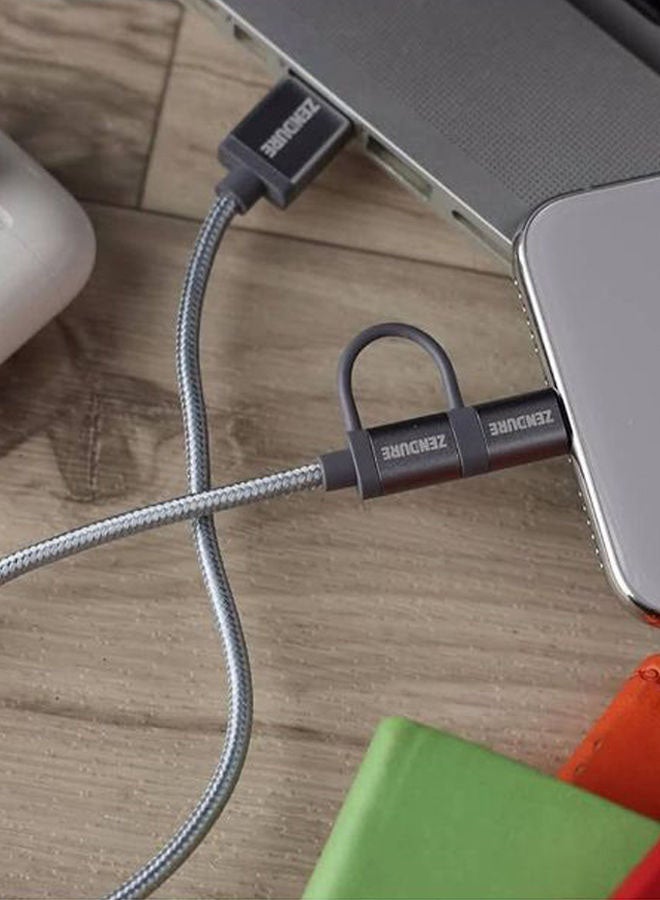 زينديور كابل لشحن ومزامنة البيانات 2 في 1 بمنفذ مايكرو USB رمادي - Image 2