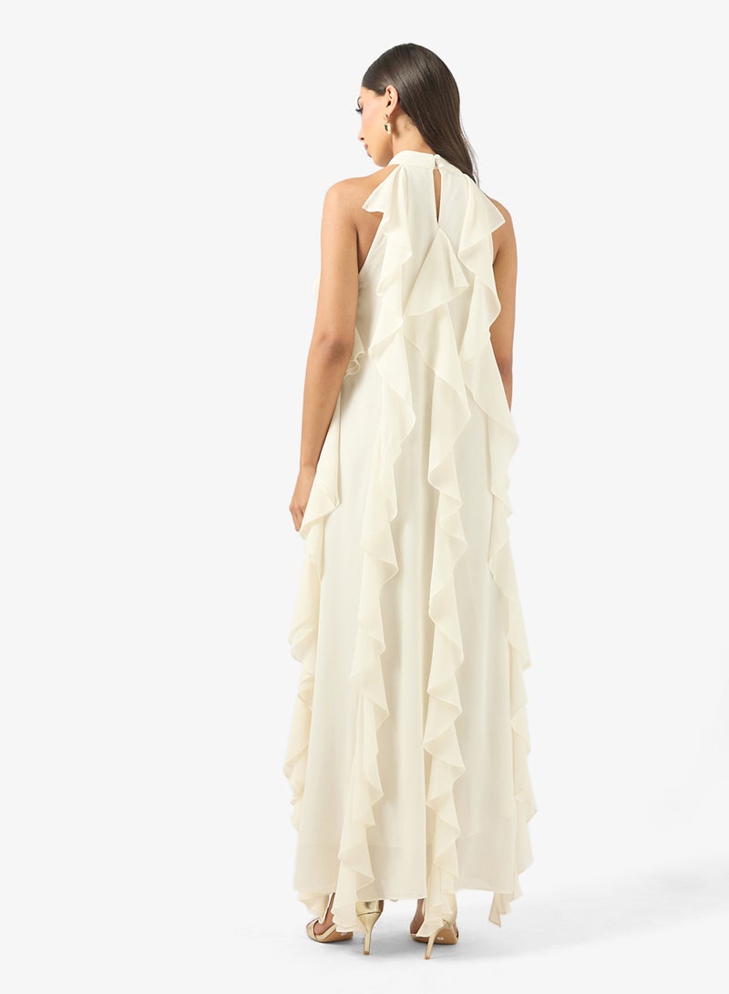 True Decadence Crew Neck Frill Detailed Maxi Dress - Image 2