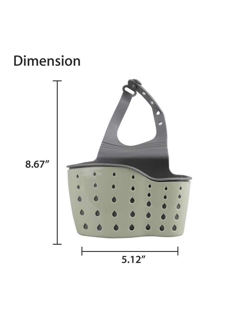 Kitchen Sink Caddy Shelf Soap Sponge Drain Rack Holder Double Decker Hanging Basket Storage Suction Cup Green - Image 4