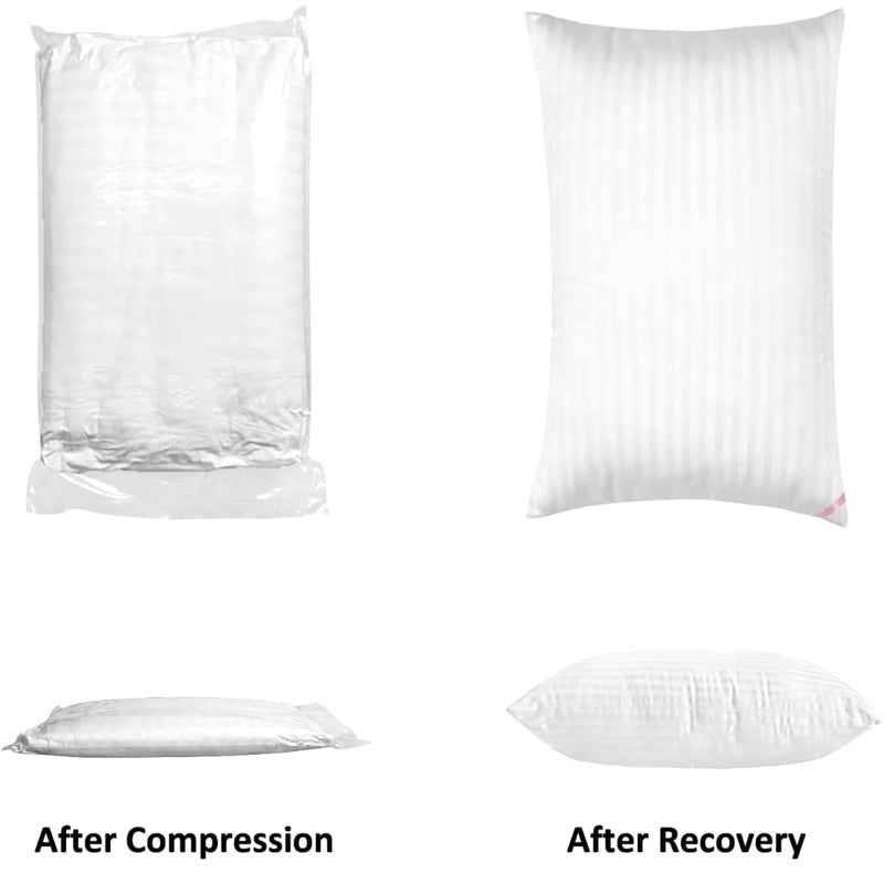 GUFFAW Premium Polyester Microfiber Satin Stripe Pillow Filler 14x24 inches (White) Pack of 6 - Image 5