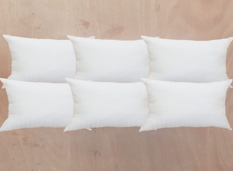 GUFFAW Premium Polyester Microfiber Satin Stripe Pillow Filler 14x24 inches (White) Pack of 6 - Image 1