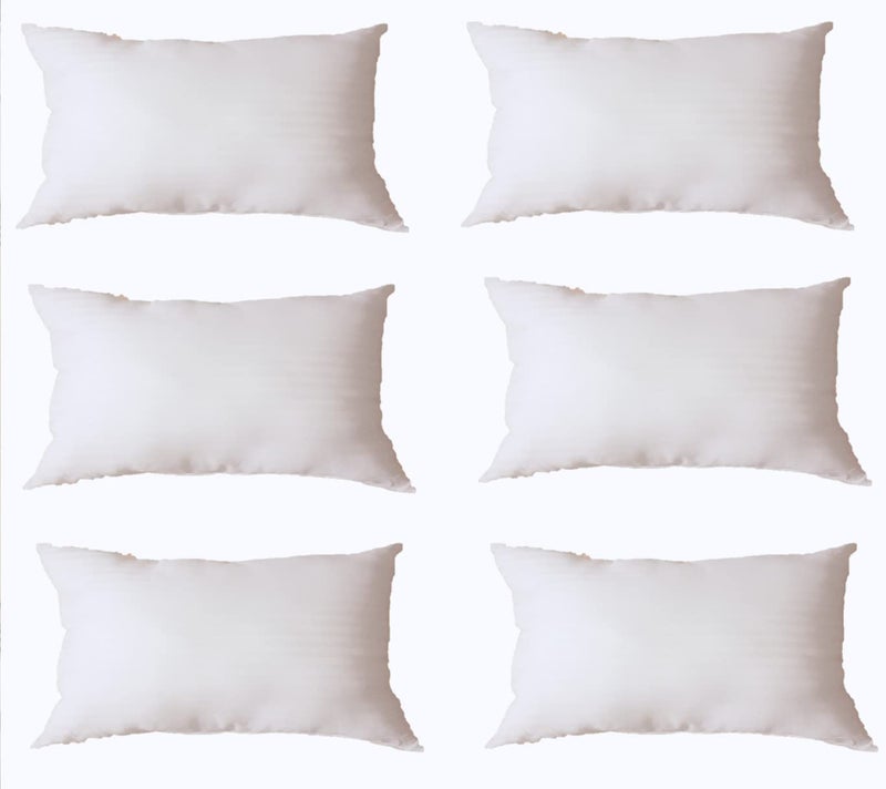 GUFFAW Premium Polyester Microfiber Satin Stripe Pillow Filler 14x24 inches (White) Pack of 6 - Image 4