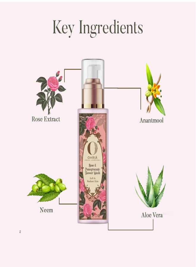Ohria Ayurveda Gulab Shower Bliss Duo – Pomegranate Oil & Wash 50ml Each – Natural Skincare Set for Hydration, Glow & Everyday Self-Care Ritual | Diwali Gifts - Image 2