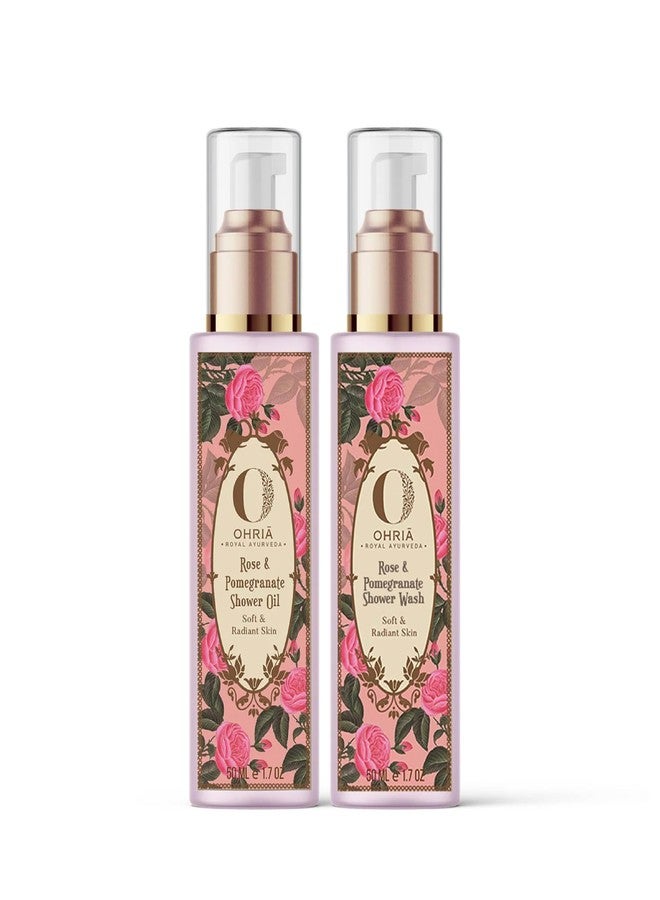 Ohria Ayurveda Gulab Shower Bliss Duo – Pomegranate Oil & Wash 50ml Each – Natural Skincare Set for Hydration, Glow & Everyday Self-Care Ritual | Diwali Gifts - Image 1