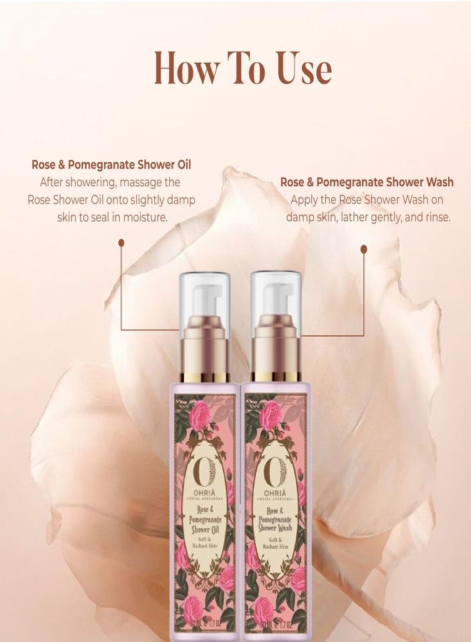 Ohria Ayurveda Gulab Shower Bliss Duo – Pomegranate Oil & Wash 50ml Each – Natural Skincare Set for Hydration, Glow & Everyday Self-Care Ritual | Diwali Gifts - Image 5