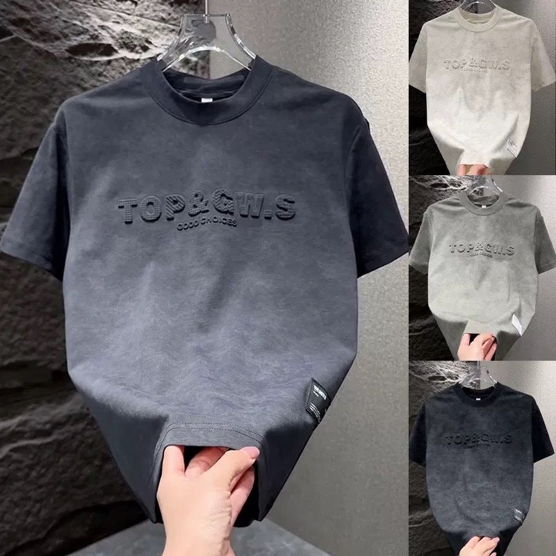 Men'S Tie-Dye Design Sense T-Shirt Summer Bump Steel Seal Letter Round Neck Short Sleeve Men'S 2025 Explosive Cyber Celebrity Half Sleeve - Image 3