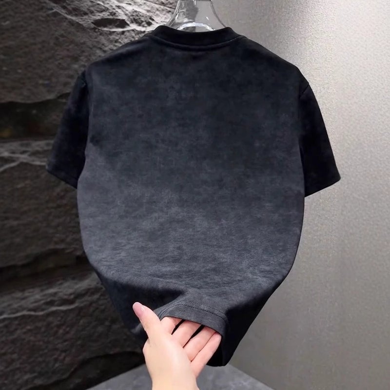Men'S Tie-Dye Design Sense T-Shirt Summer Bump Steel Seal Letter Round Neck Short Sleeve Men'S 2025 Explosive Cyber Celebrity Half Sleeve - Image 5