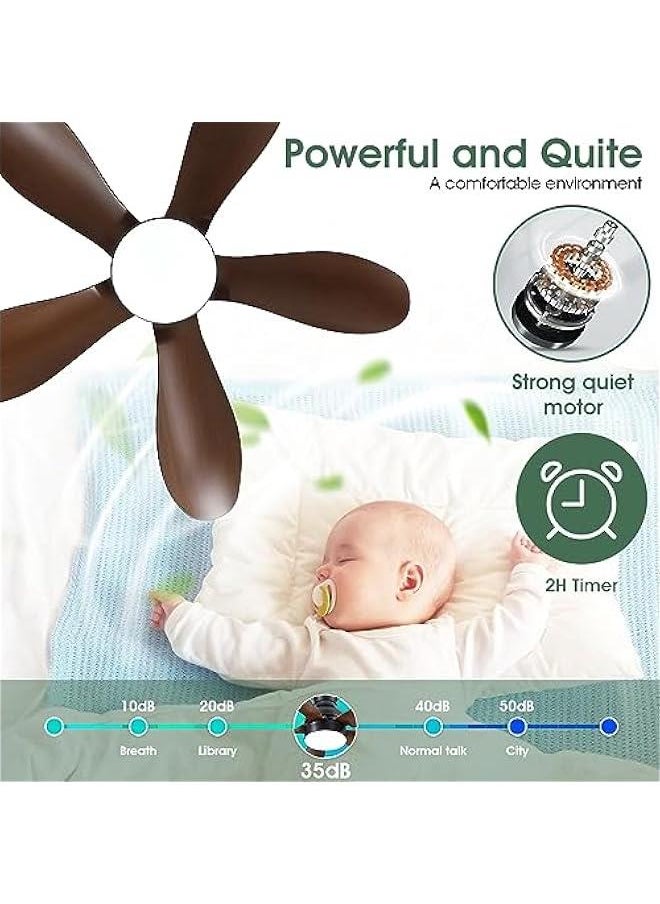 Arabest 30-inch Low Profile Ceiling Fans with Lights and Remote Control, 5 Reversible Blades, 3 Colors, Dimmable, 6 Speeds for Bedroom and Dining Room decor in Wood Color  - Image 2