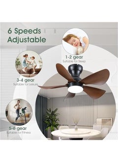 Arabest 30-inch Low Profile Ceiling Fans with Lights and Remote Control, 5 Reversible Blades, 3 Colors, Dimmable, 6 Speeds for Bedroom and Dining Room decor in Wood Color  - Image 3