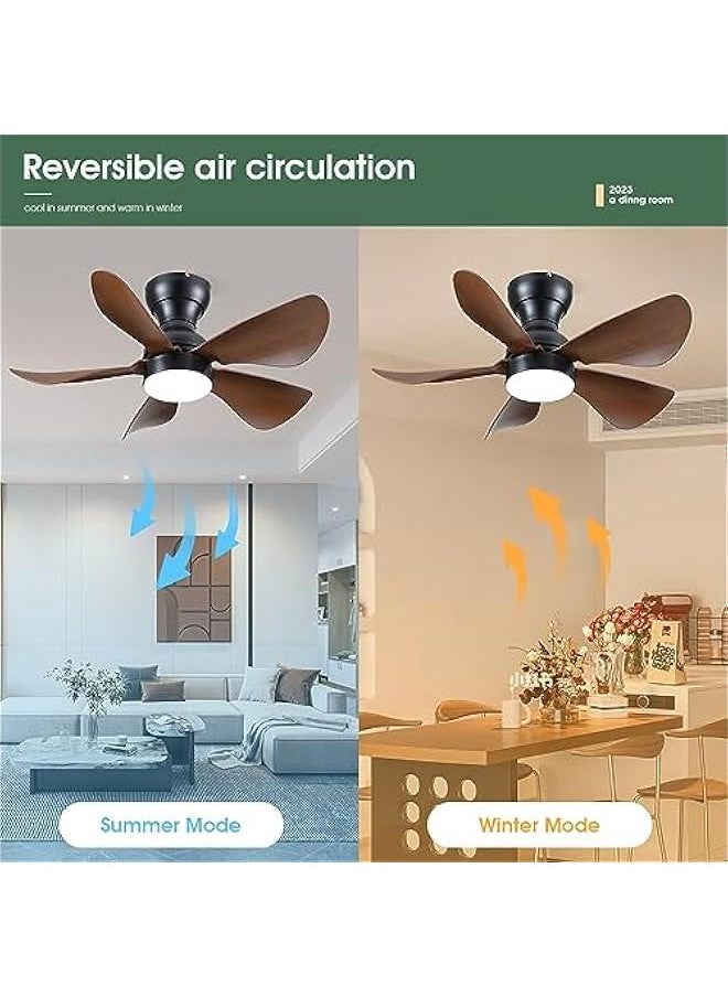 Arabest 30-inch Low Profile Ceiling Fans with Lights and Remote Control, 5 Reversible Blades, 3 Colors, Dimmable, 6 Speeds for Bedroom and Dining Room decor in Wood Color  - Image 4
