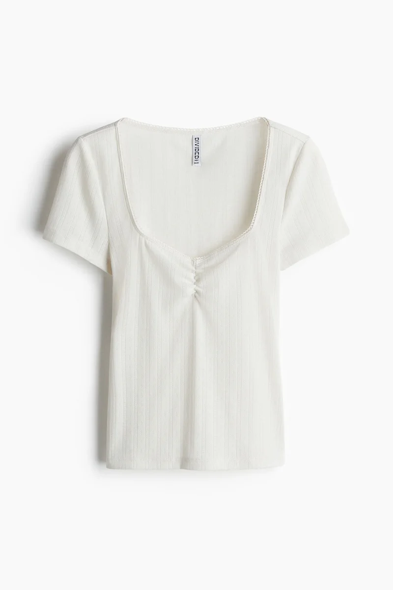 H&M Picot-trimmed T-shirt
