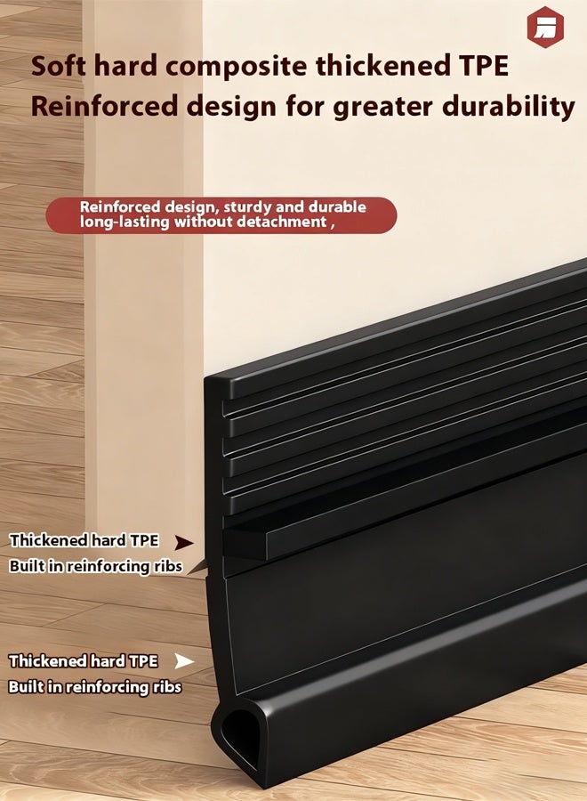 Door Draft Stopper, 100 cm Length Under Door Seal, Door Sweep for Exterior & Interior Doors, Door Bottom Draft Blocker Dust and Noise Insulation (Black) - Image 3