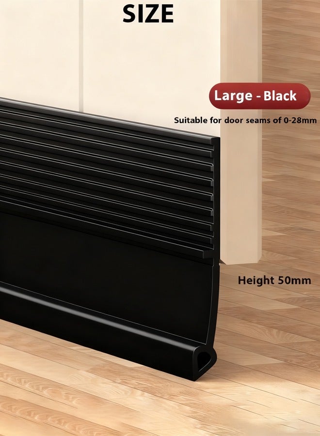 Door Draft Stopper, 100 cm Length Under Door Seal, Door Sweep for Exterior & Interior Doors, Door Bottom Draft Blocker Dust and Noise Insulation (Black) - Image 2
