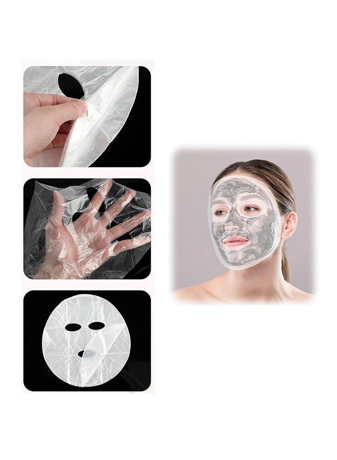 Generic 100pcs Disposable Face and 100pcs Neck Plastic Face Mask Transparent Face Mask Skin Care anti-Corrosion Facial Tissue DIY  - Image 4