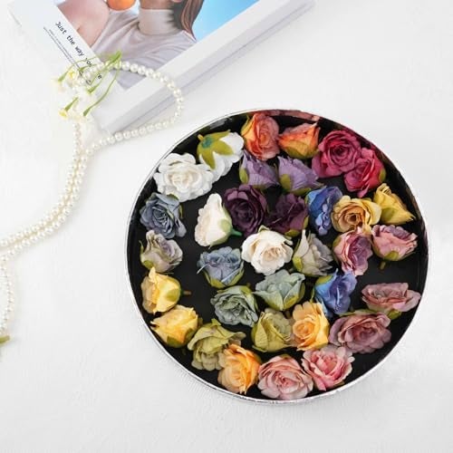 VRB Dec 24pcs Eden Rose Artificial Flowers for Decoration,Artificial Flower,Flower for Hair Styling, for Pooja, for Home Decor,Diwali. (24 Pcs Fabric Eden Rose) - Image 4