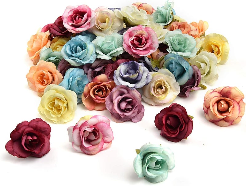 VRB Dec 24pcs Eden Rose Artificial Flowers for Decoration,Artificial Flower,Flower for Hair Styling, for Pooja, for Home Decor,Diwali. (24 Pcs Fabric Eden Rose) - Image 1