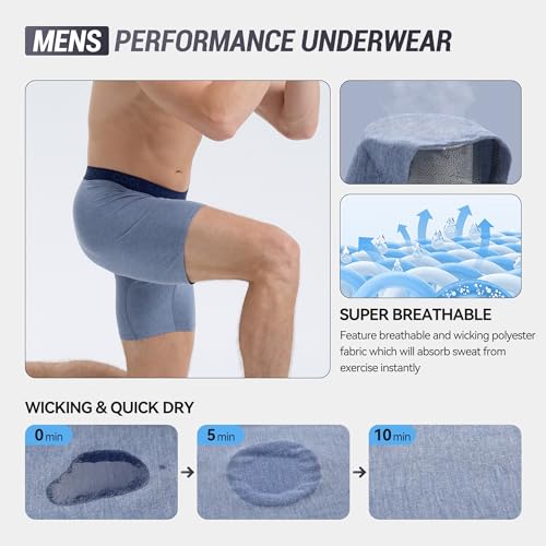 BAMBOO COOL سراويل داخلية بوكسر للرجال من BAMBOO COOL، ساق عادية، تنفس ناعم يمتص الرطوبة مع فتحة، 4 قطع - Image 4