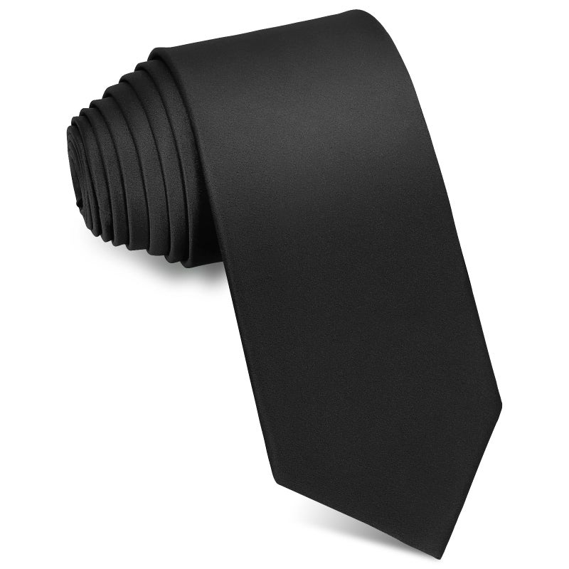 Puistr Men's Ties Solid Pure Color 3.15" (8CM) Necktie Plain Formal Business Wedding Black Ties For Men - Image 2