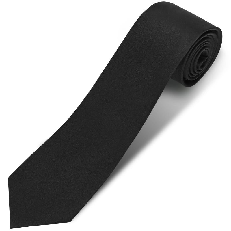 Puistr Men's Ties Solid Pure Color 3.15" (8CM) Necktie Plain Formal Business Wedding Black Ties For Men - Image 1