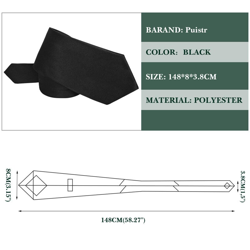 Puistr Men's Ties Solid Pure Color 3.15" (8CM) Necktie Plain Formal Business Wedding Black Ties For Men - Image 5