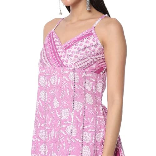 BIBA Women Pink Cotton Straight Kurta Set_34 - Image 3
