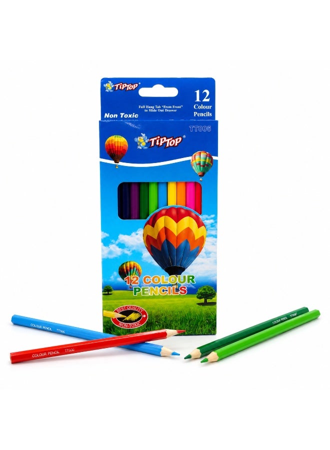 12 Colour Pencils Set, Assorted Coloured Pencils for Drawing, Colouring, Sketching, Shading & Art, Non-Toxic Colouring Pencils in Slide-Out Box, Art & School Stationery Supplies