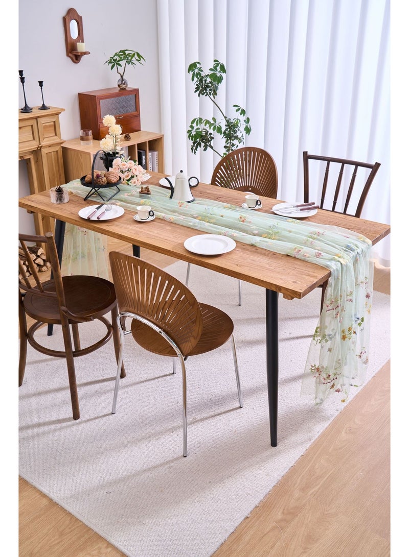 FridayIn Boho Style Lace Embroidered Cheesecloth Table Runner Long Gauze Sheer Romantic Table Runner For Wedding Party Home Dec - Image 3