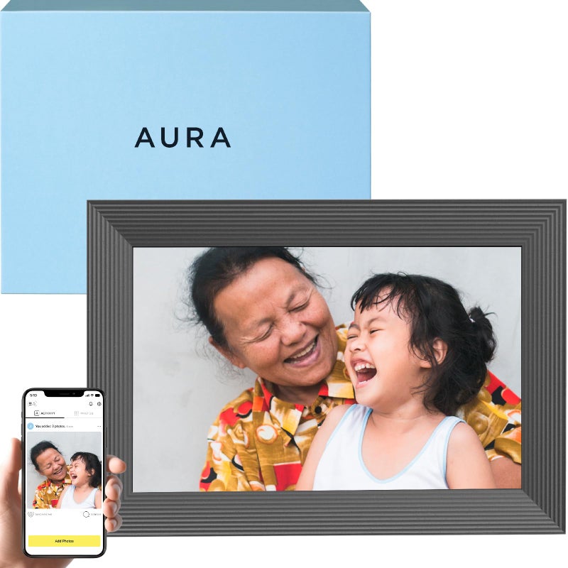 Aura Carver HD WiFi Digital Picture Frame, 10.1â€, Add Photos with Aura App, Free Unlimited Storage - Wirecutterâ€™s Pick for Best Digital Photo Frame 2022 - Gravel - Image 1