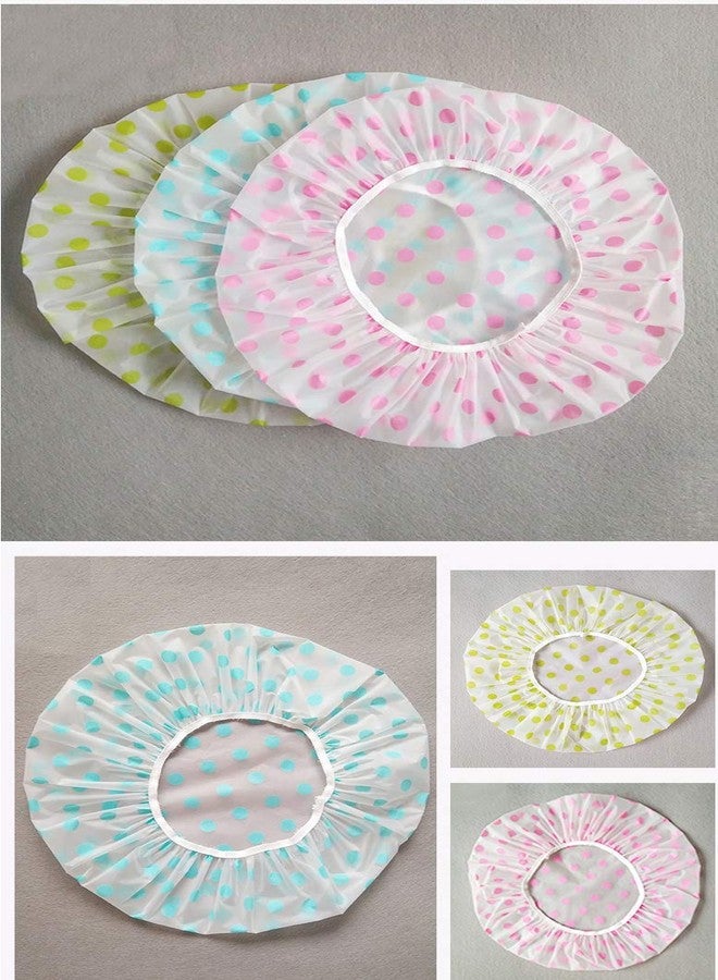 CLICKSY Multicolour Waterproof Elastic Band Plastic Reusable Shower Caps for Women's (3 Pieces) - Image 4